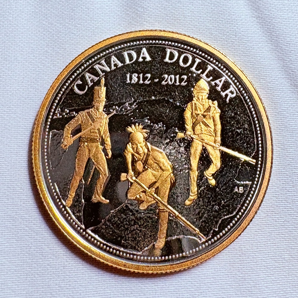 2012 1 Dollar Proof Coin Commemorating the War of 1812. Mintage 25000